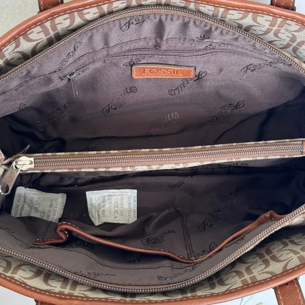 Fossil Signature Patchwork Double Handle Satchel Bag NWT Y2K Multicolor